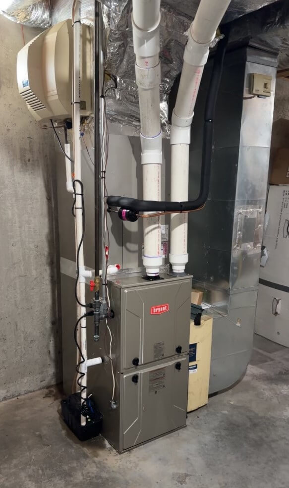 Bryant high-efficiency gas furnace installation